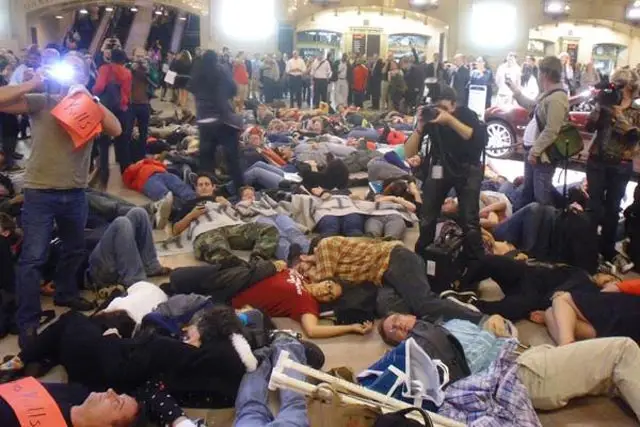 Photograph of last night's "die-in" at Grand Central Terminal by Gay City News
